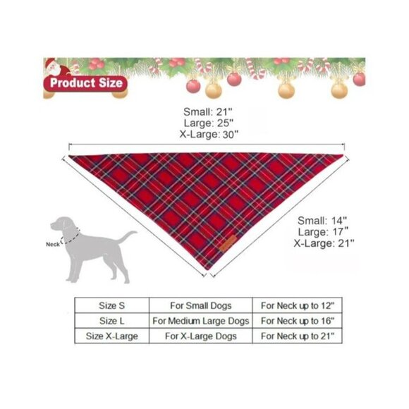 Christmas Dog Bandana 2 Pack, Stylish Plaid Pet Scarf, Premium Cotton, Small - Picture 4 of 5